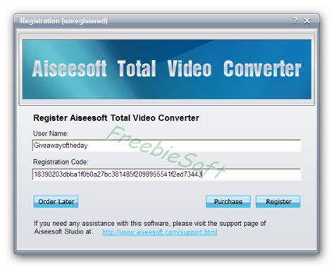Get Free Registration Code of Aiseesoft Total Video Converter.